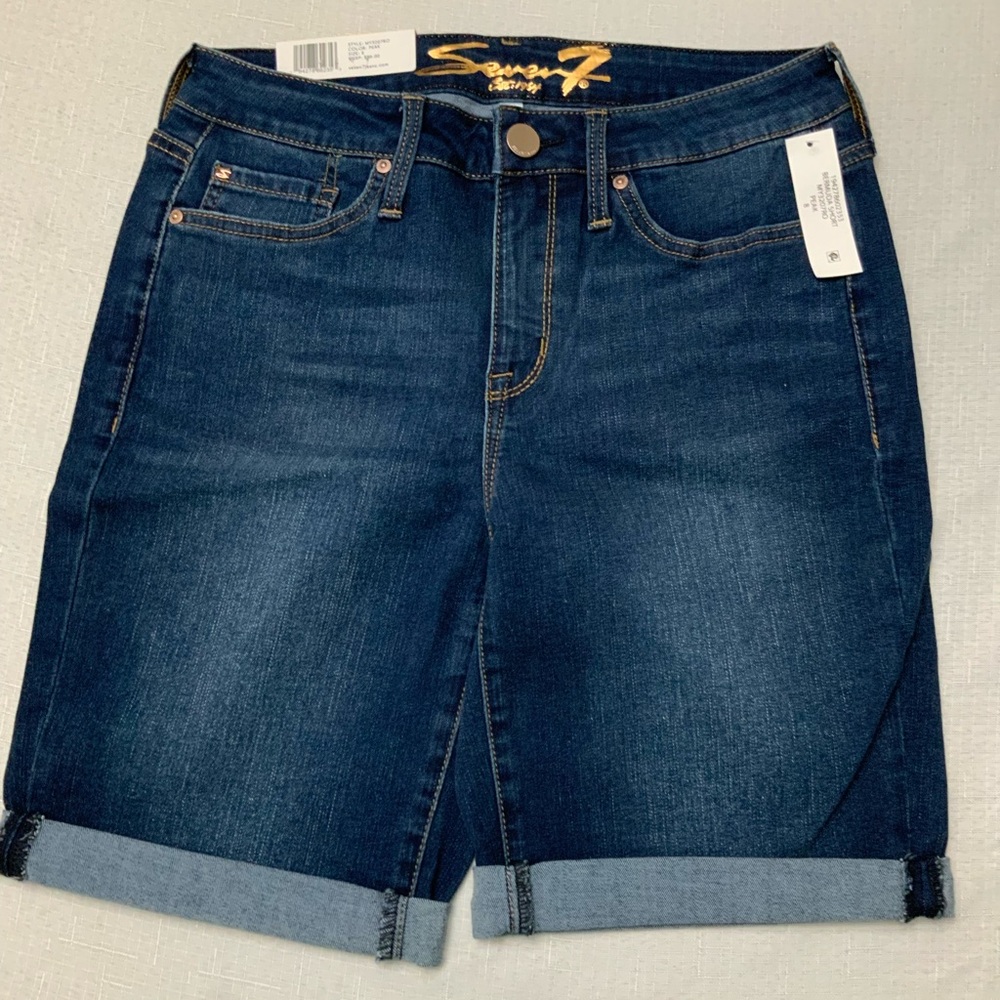 Seven7 Dark Blue Denim Jean Shorts